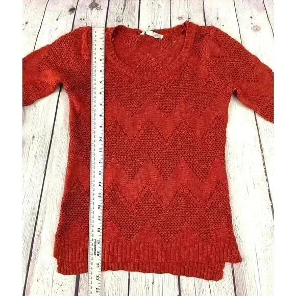 Rusty-Red Zig Zag Chevron Sweater Top SMALL 100% Acrylic Women's Pink Rose - Picture 6 of 12